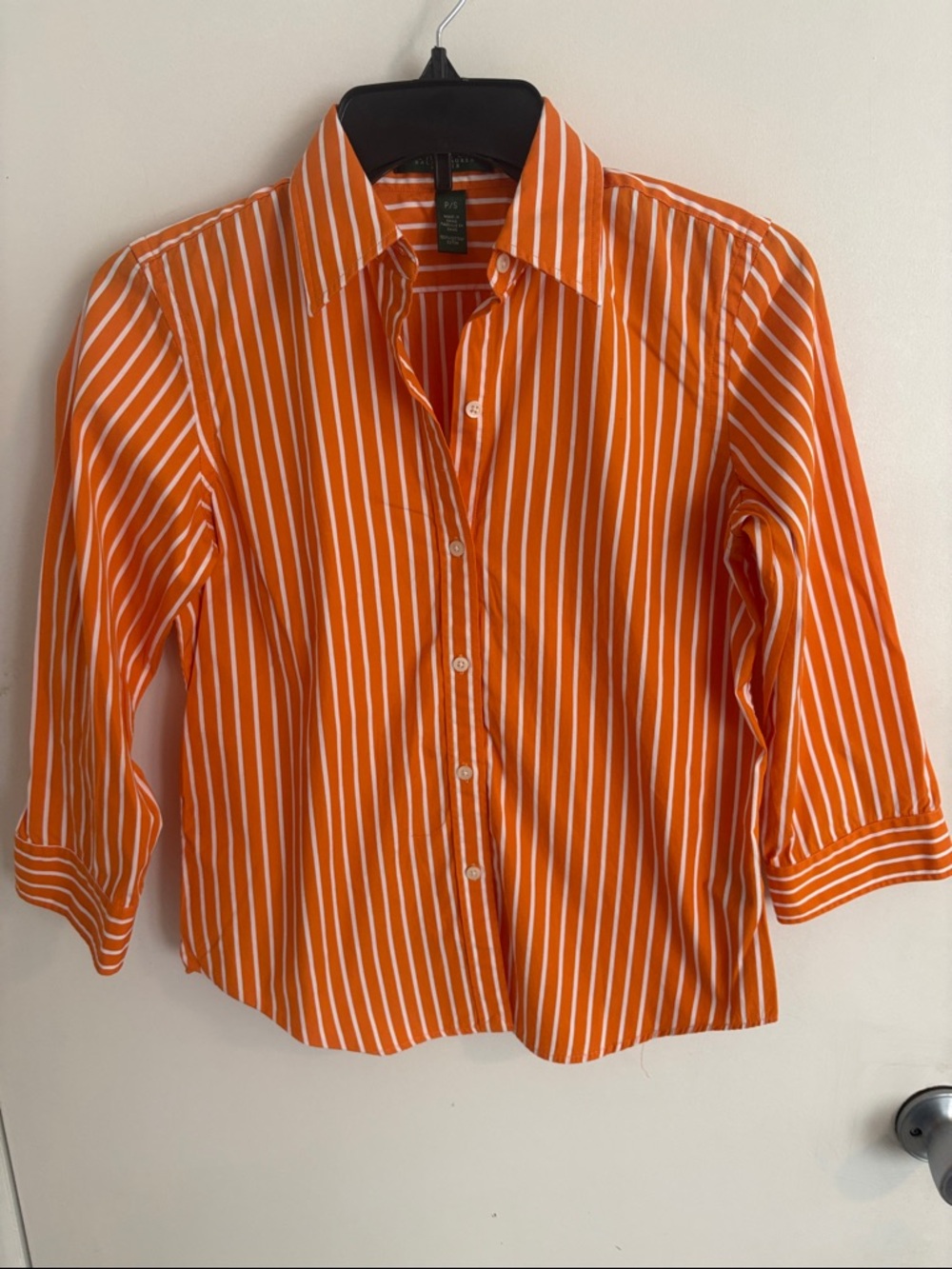 Ralph Lauren Petite Orange & White Striped Shirt